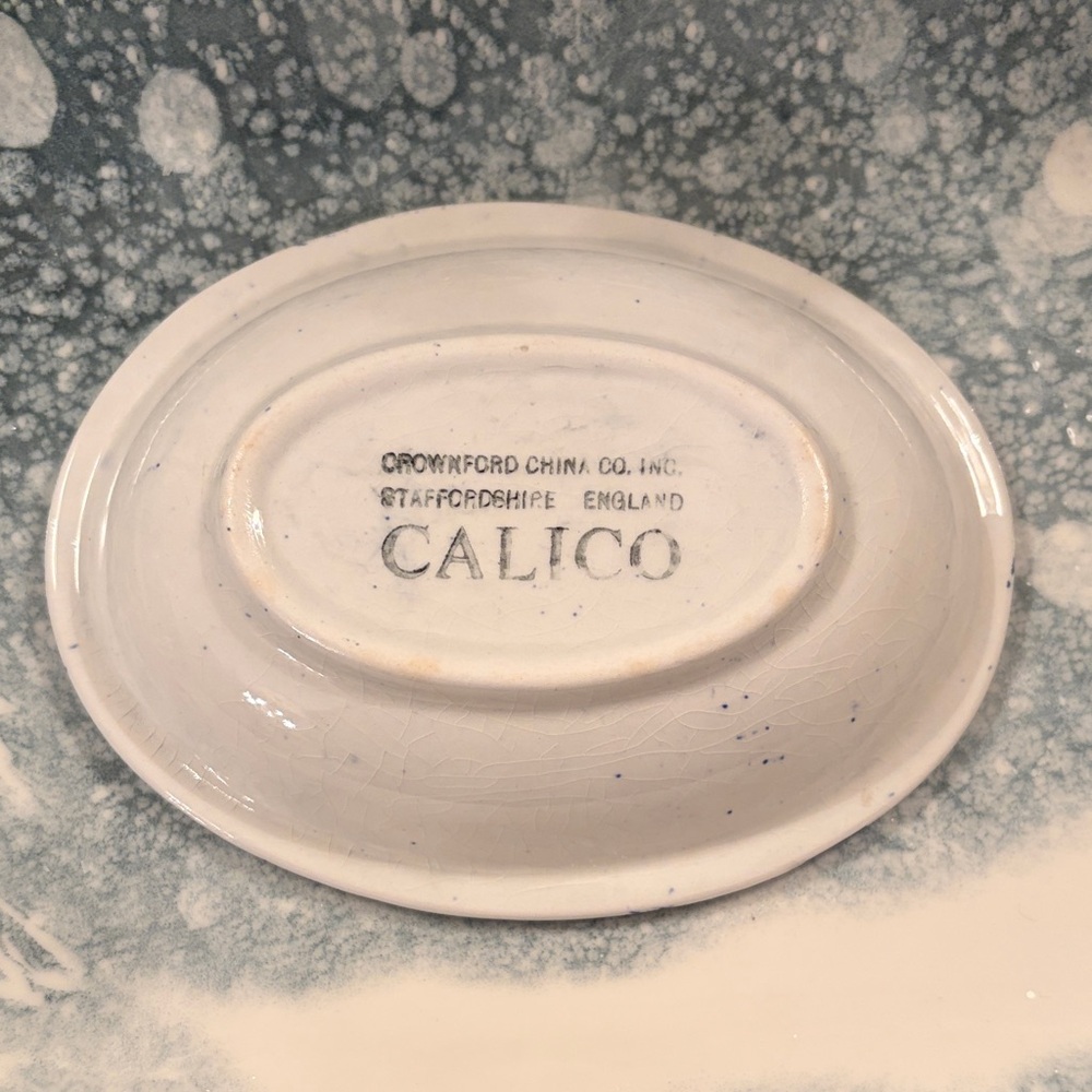 Calico Floral Blue and White Soap Dish - Picture 2 of 2